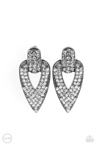 Blinged Out Buckles - White Earrings