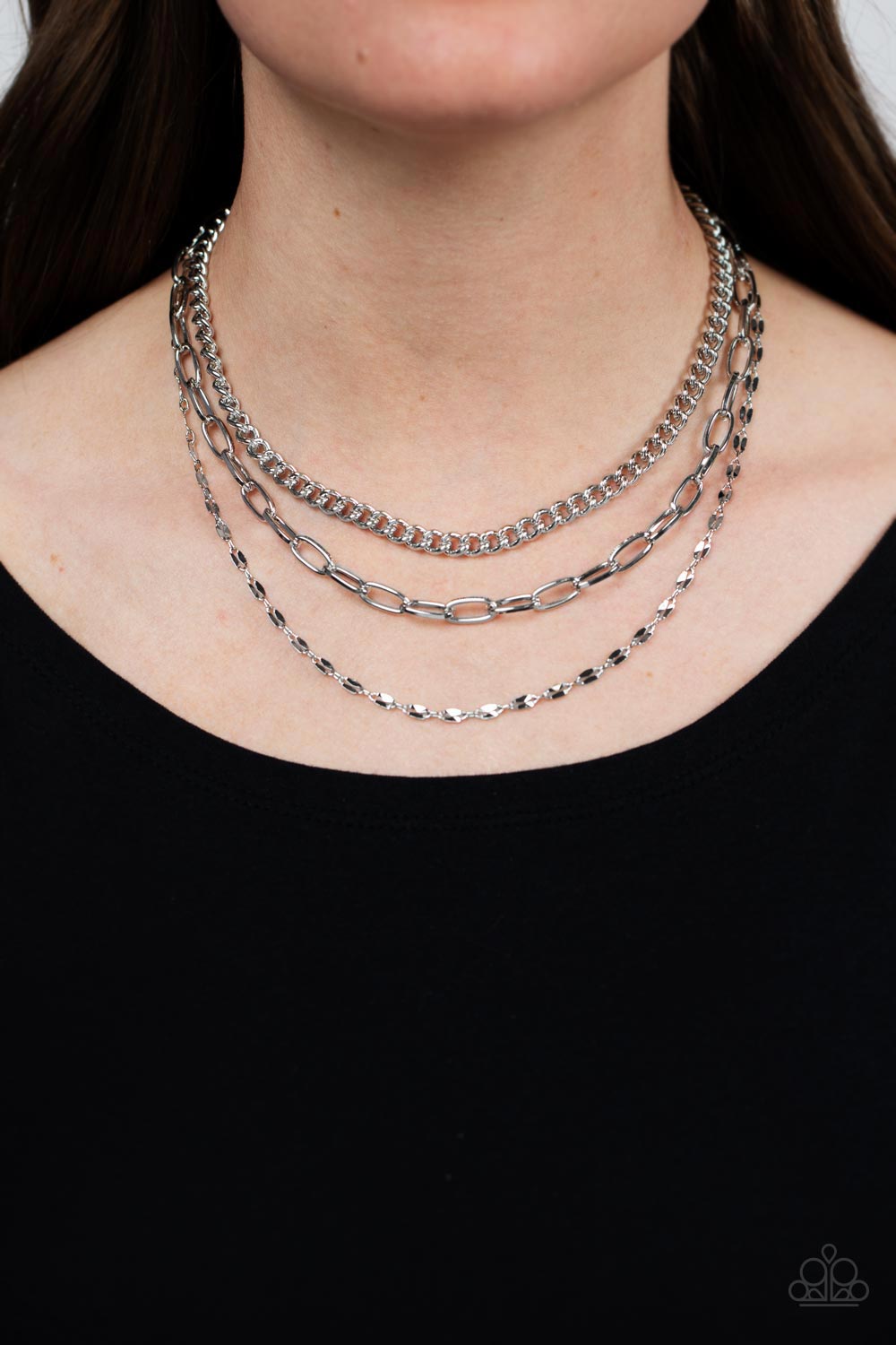 Galvanized Grit - Silver Necklace