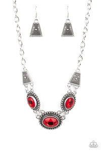 Textured TRAPEZOID - Red Necklace