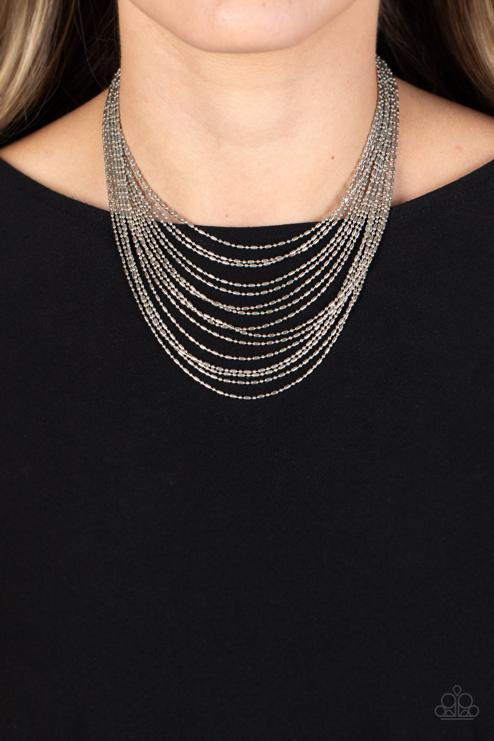 Cascading Chains - Silver Necklace