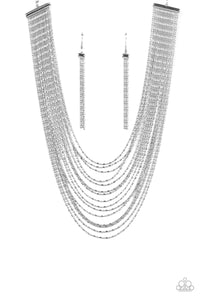 Cascading Chains - Silver Necklace